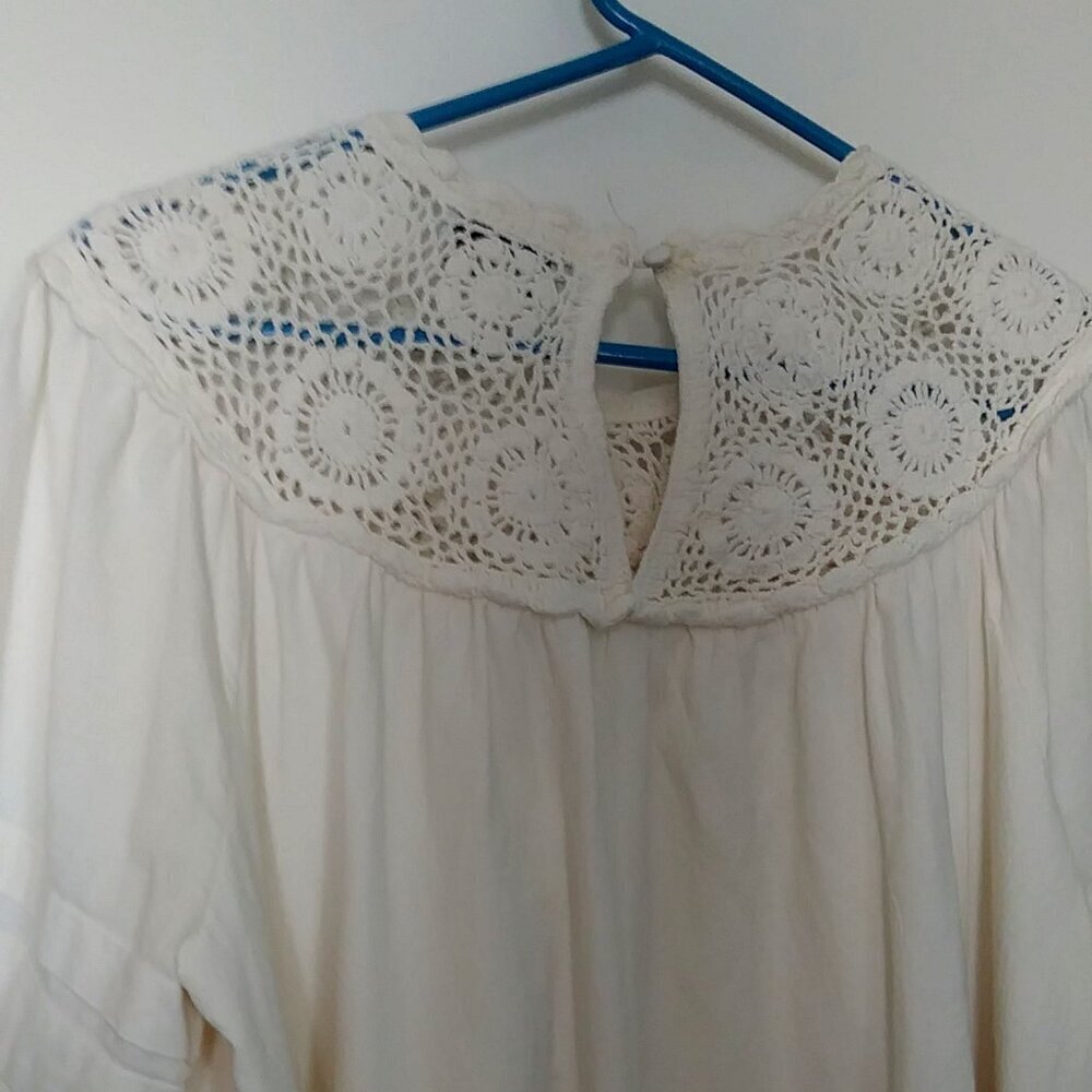 โจ & Other Stories Paris Atelier Mini Dress โจ Size 10 | Muslin Natural Crochet - Picture 10 of 11